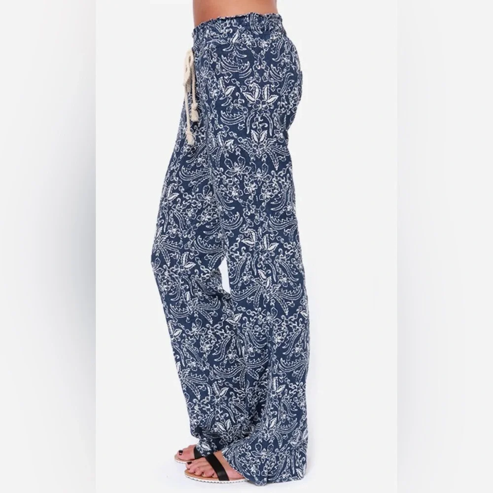 Roxy Oceanside Blue Print Pants size XL - Picture 2 of 8